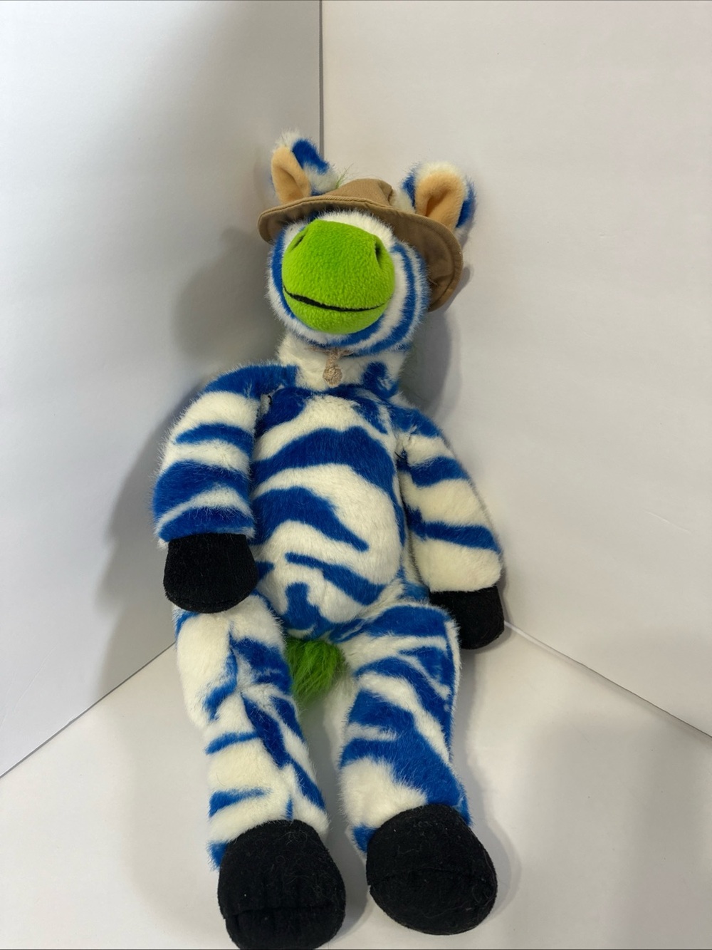 Zany Brainy Safari Blue Stripe Stuffed Animal Vintage